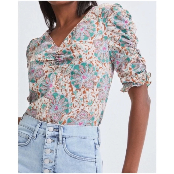 Veronica Beard Henrieta Medallion Floral Boho Print Silk Blend Blouse Size 00 - Picture 1 of 11